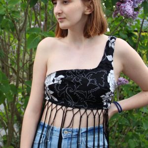 Crop Top noir Upcycling Axelle Laure